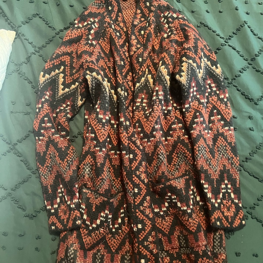 Lucky Brand Red and Black Cape Jacket
